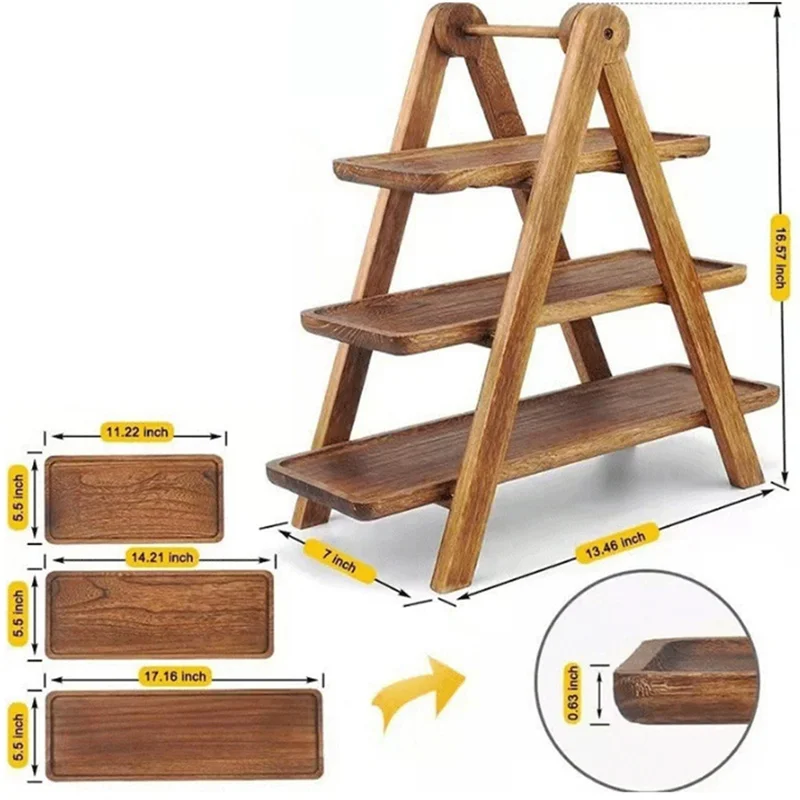 3 Tier Serving Tray Wood Tiered Tray Decor Cake Stand Farmhouse Tiered Tray Party Serving Dishes and Trays