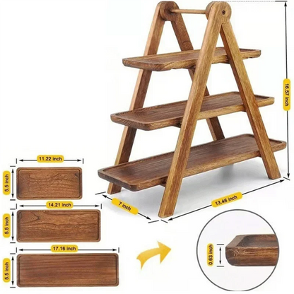 3 Tier Serving Tray Wood Tiered Tray Decor Cake Stand Farmhouse Tiered Tray Party Serving Dishes and Trays
