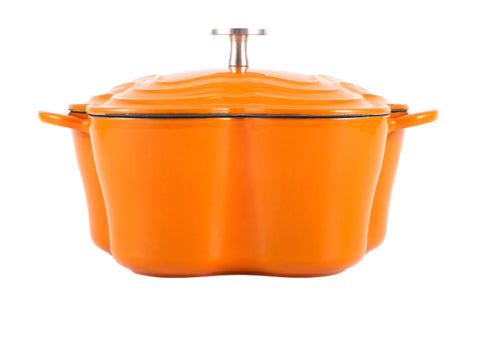 Color: Petal Pot  Earl Grey Orange, Size: 22cm - Iron Pot Heart-shaped Special-shaped Pot Soup Pot Black Enamel White Enamel Stewing Enamel Pot Soup Stew Pot