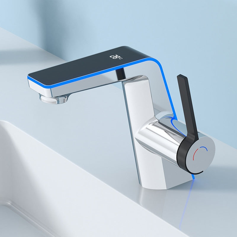 Specifications: Electroplating Color - Intelligent Digital Display Water Temperature Icicle Water-cooled Tropical Ambience Light Basin Faucet Bathroom Household Faucet