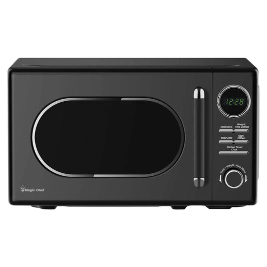 Magic Chef 0.7 Cubic Feet 700W Classic Retro Countertop Microwave, Black