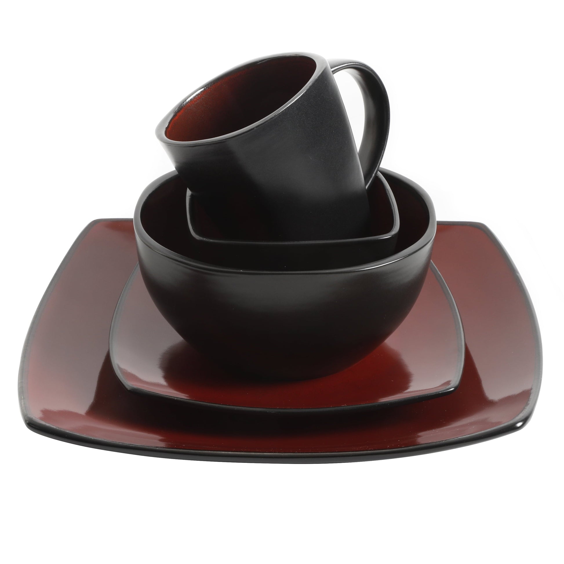 Gibson Soho Lounge 40-Piece Square Dinnerware Set in Red