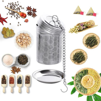 Stylish 2-Piece Stainless Steel Tea Infuser Set with Tray - Ideal for Loose Tea and Spices