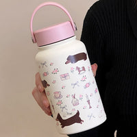 Portable Floral Sausage Dog Large Capacity Vacuum Cup