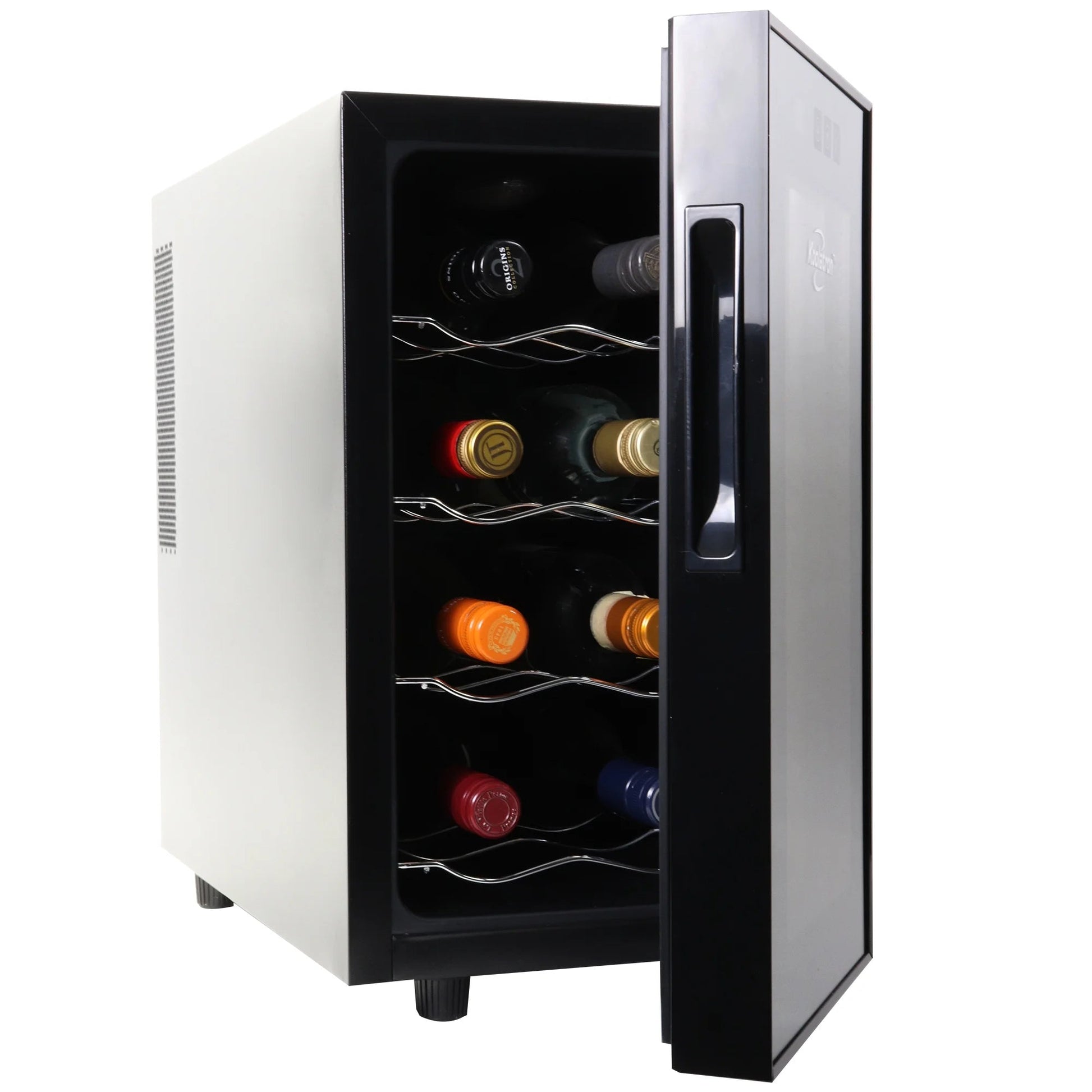 Koolatron 8-Bottle Thermoelectric Wine Cooler, 0.8 Cu Ft (23L), Freestanding Black Refrigerator for Red, White, and Sparkling Wines