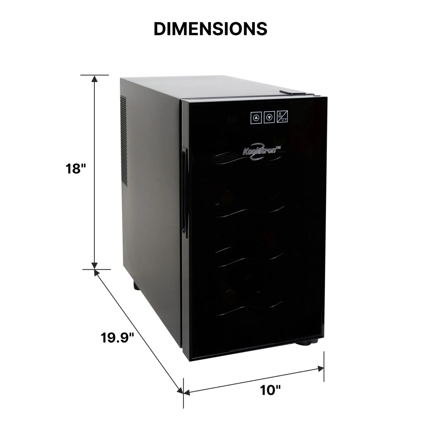 Koolatron 8-Bottle Thermoelectric Wine Cooler, 0.8 Cu Ft (23L), Freestanding Black Refrigerator for Red, White, and Sparkling Wines