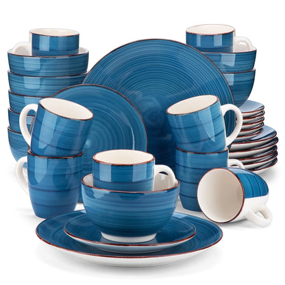 Vancasso, Series Bella, 32-Piece Stoneware Dinnerware Set, Blue Dinner Set, Service for 8