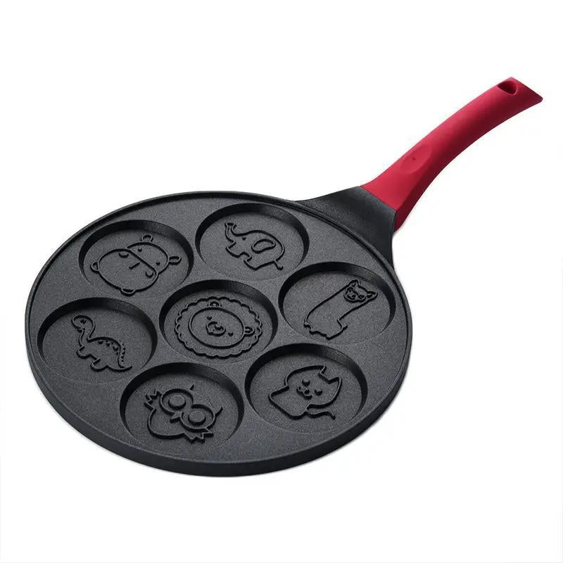 Cartoon Design Non-Stick Pancake and Egg Frying Pan, 7-Cavity Cookware for Gas and Induction Stoves, Ideal for Summer Cooking and Gifting